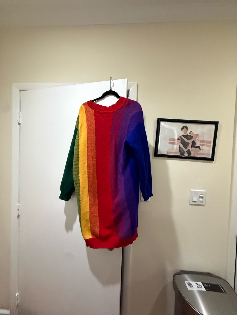 Women’s Dolls Kill Rainbow Stripe V-Neck Sweater Dress, size M/L - Picture 2 of 5